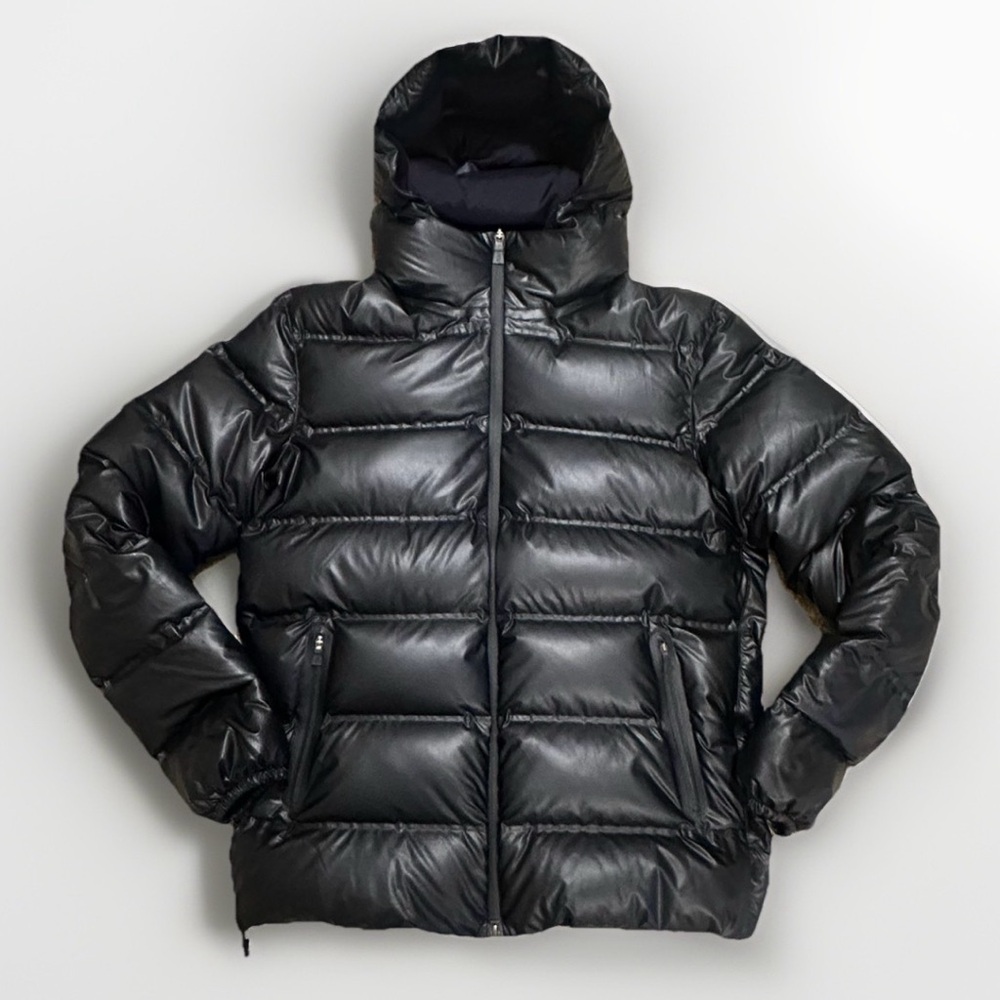 Herno Men’s Ultralight Down Puffer Jacket Black Hooded Piumino Size 48 Authentic